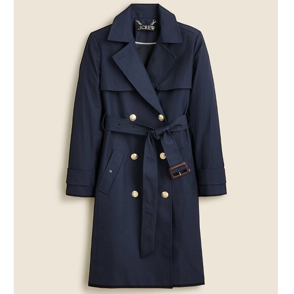 J. Crew Jackets & Blazers - J. Crew Navy Icon Double-Breasted Belted Hooded Cotton Petite Trench Coat SZ 2P